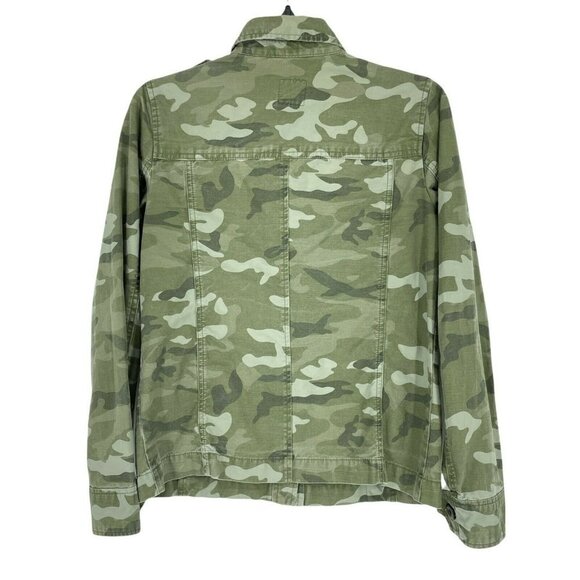 Gap Jacket Womens Sz XS Green Camo Button Up Collared Shoulder Strap Long Sleeve - Picture 2 of 7